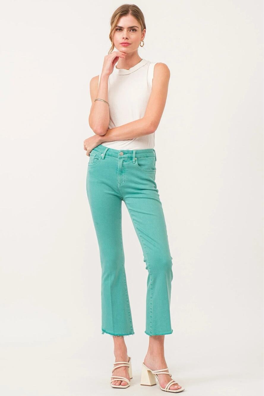Dear John sea green Jeanne crop. Size 27.